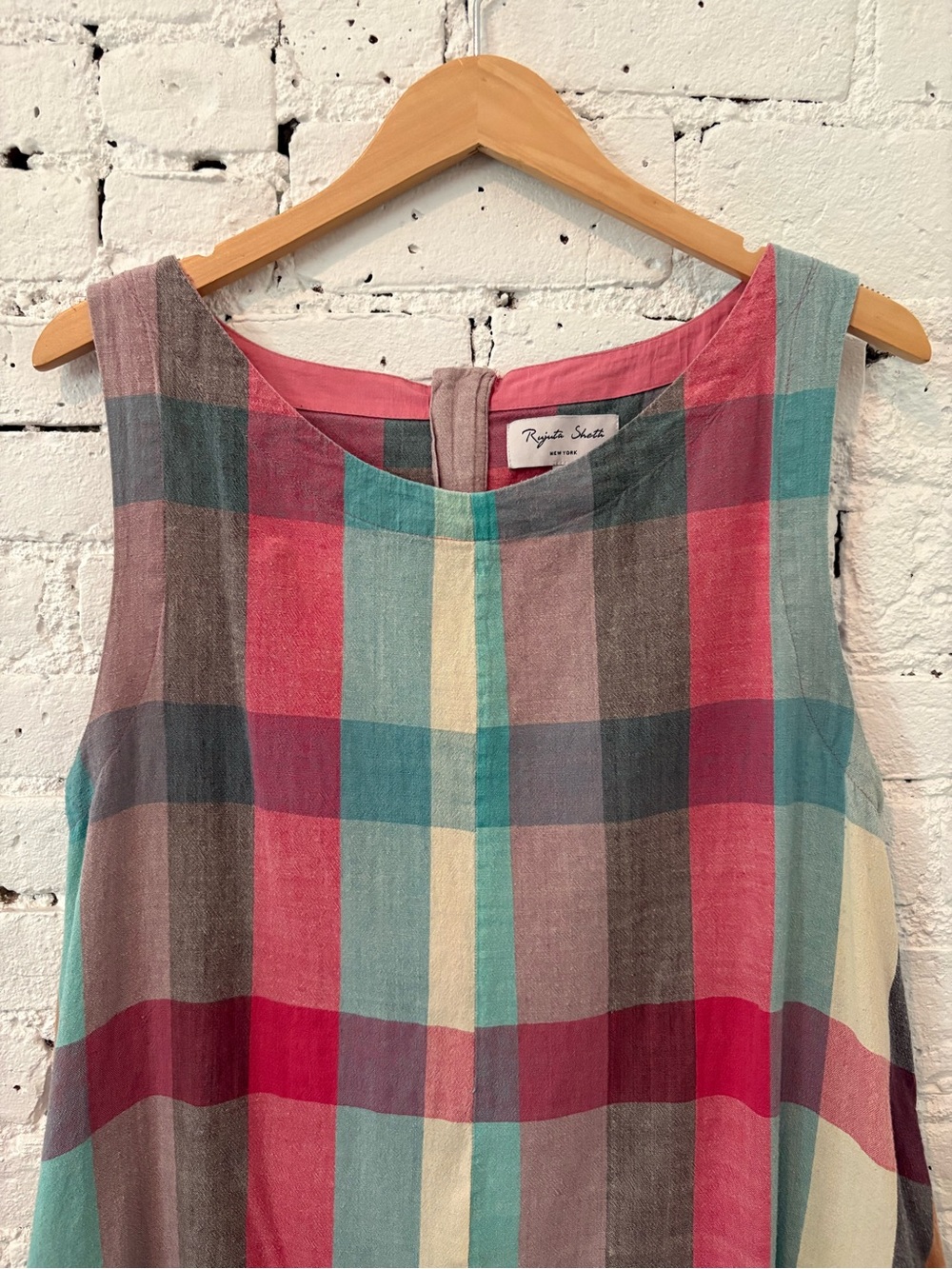 Sleeveless Multicolor Plaid Wide-Leg Jumpsuit - Picture 7 of 13